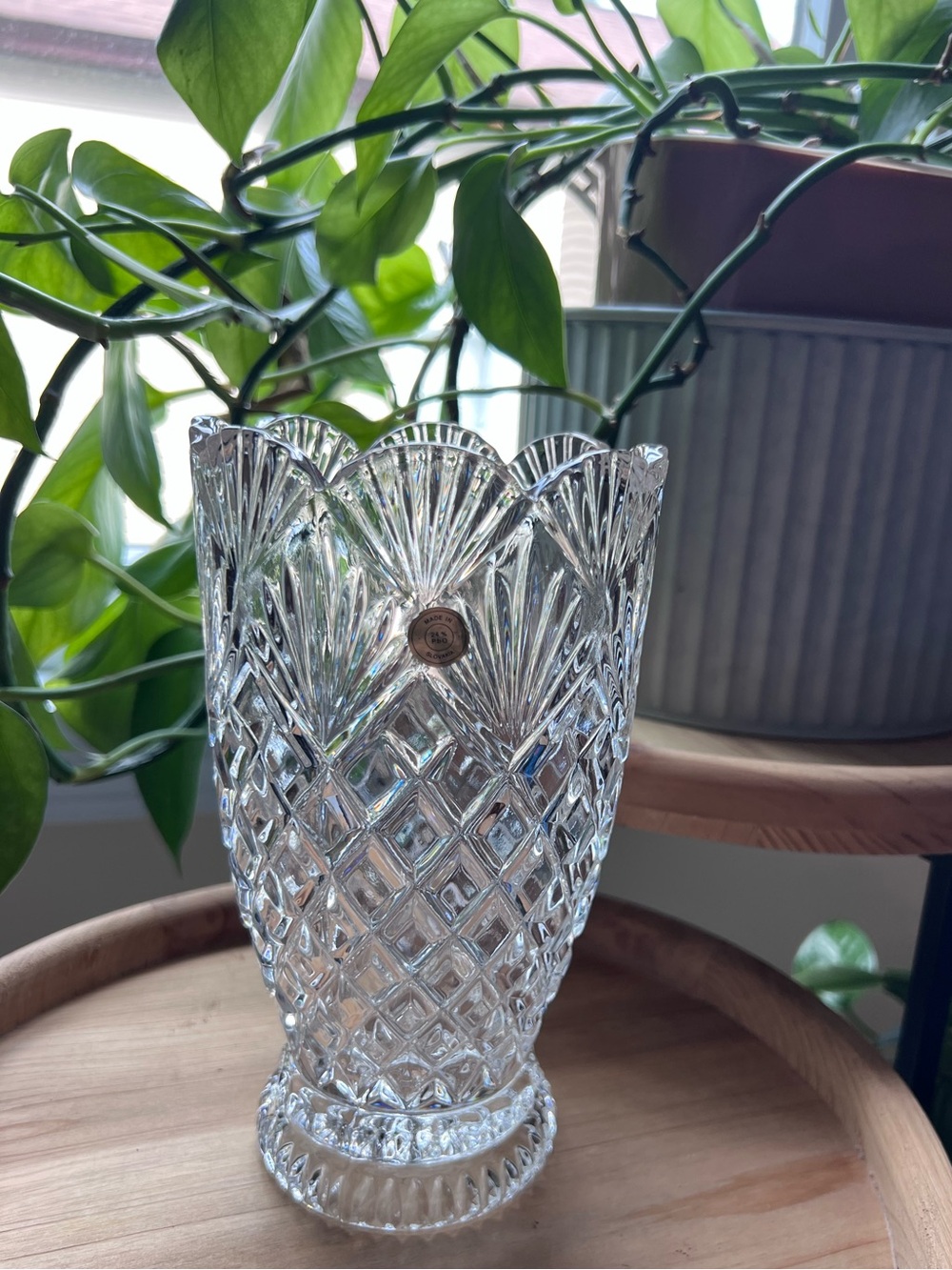 Vintage Imperial Hand Cut Crystal Vase 7.2”H Made In Slovakia